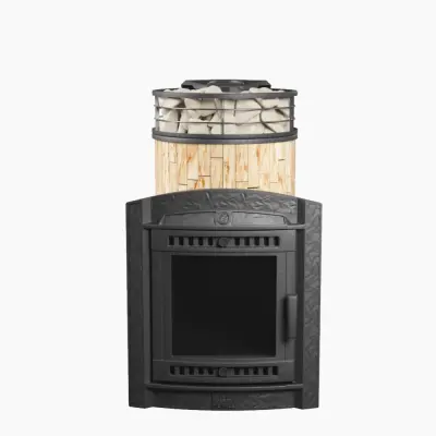 Фото Печь банная "Атмосфера L" Окаменевшее дерево ламель+сетка в магазине Woodson