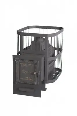 Фото Печь банная чугунная "Сибирь-24". Универсальная чугунная дверца (Сетка) в магазине Woodson