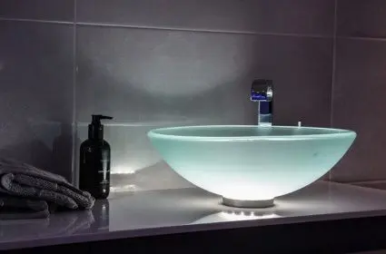 Стеклянная раковина Led d 380мм IP67