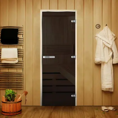 Дверь Люкс Серая 1900*700 (3п,8мм) L, без порога