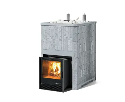 Фото Печь Домна 45 К в полноценном наборном кожухе Талькохлорит в магазине Woodson Фото Печь Домна 45 К в полноценном наборном кожухе Талькохлорит в магазине Woodson