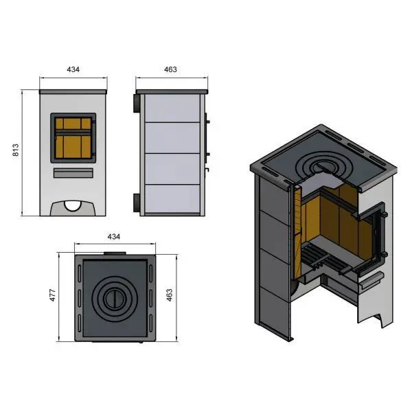 Фото Камин ЭТНА (ДТ-4С) с плитой Ø115мм в магазине Woodson