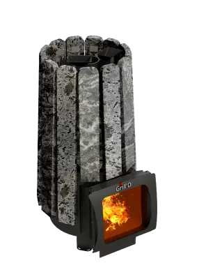 Фото Дровяная банная печь Grill'D Cometa Vega 180 Short Window Max Stone (Серпентинит) в магазине Woodson