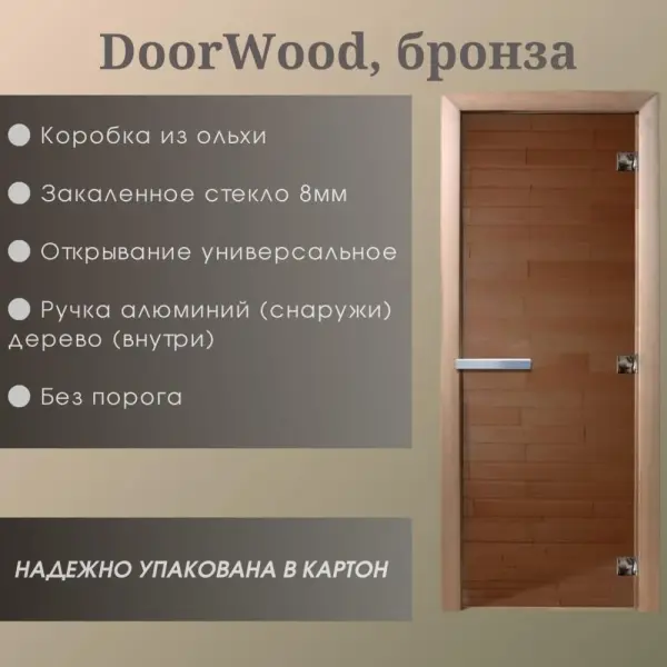 Дверь DoorWood "Бронза матовая" 2000*800 (Ольха 3п, 8мм) Дверь DoorWood "Бронза матовая" 2000*800 (Ольха 3п, 8мм)