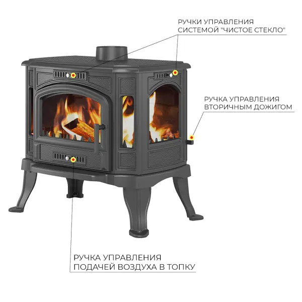 Фото Печь-камин Везувий KZ-14РS "Антрацит"  в магазине Woodson