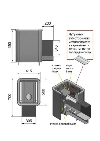 Фото Печь ВЕЗУВИЙ Русичъ Антрацит 16 Панорама "М" в магазине Woodson