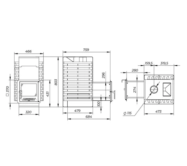Фото Печь банная "РАДА ТЕРМА 2026" ЗК 4мм 20L, дверца стальная в магазине Woodson