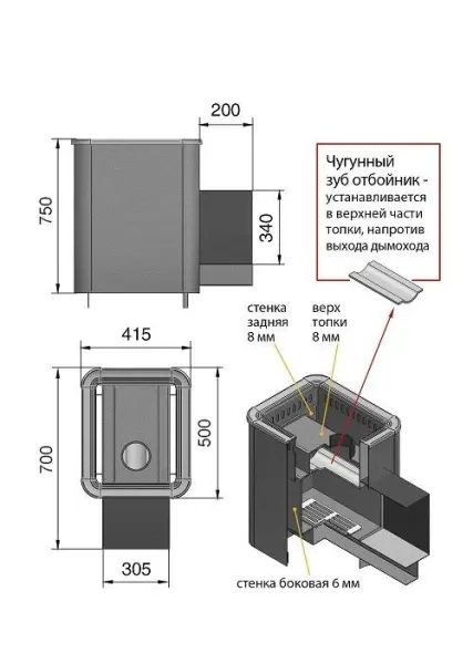 Фото Печь ВЕЗУВИЙ Русичъ Антрацит 22 Панорама "М" в магазине Woodson