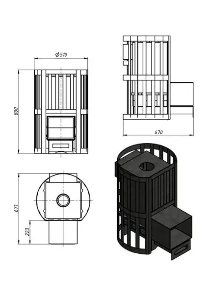Фото Печь ВЕЗУВИЙ Ураган Ковка 12 (260) в магазине Woodson