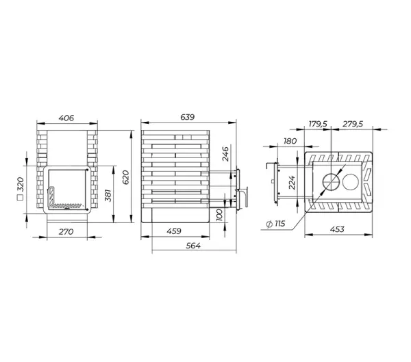 Фото Печь банная "РАДА ТЕРМА 2026" ОК 6мм 16M, дверца стальная в магазине Woodson