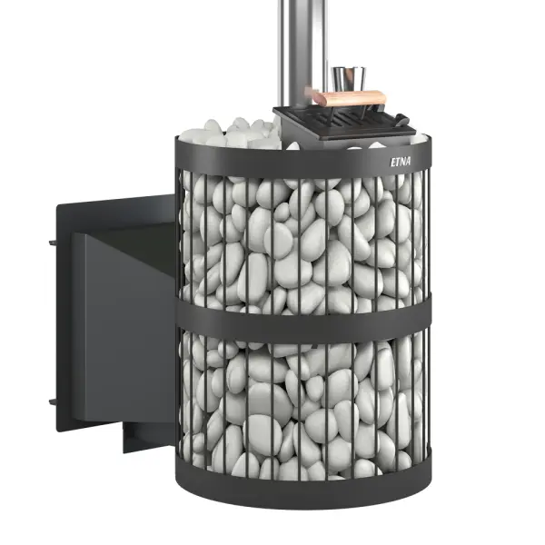 Фото Чугунная печь для бани ЭТНА Стандарт 18 (Панорама) "М" Закрытая каменка в магазине Woodson Фото Чугунная печь для бани ЭТНА Стандарт 18 (Панорама) "М" Закрытая каменка в магазине Woodson