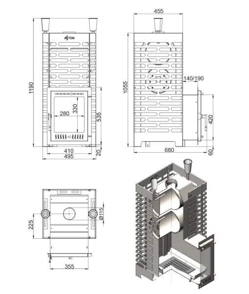 Фото Печь для бани ASTON 30 INOX (ИНОКС) (320М) в магазине Woodson