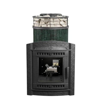 Фото Печь банная "Атмосфера L" Верде Гватемала ламель+сетка с газовой горелкой в магазине Woodson