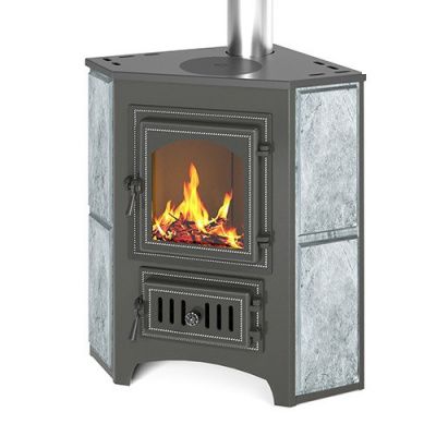 Фото Печь-Камин ВЕЗУВИЙ ПК-01 (220) угловой т/х с конфоркой 9 кВт (150 м3) Ø 115мм в магазине Woodson