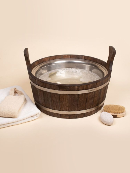 Шайка Woodson с нержавеющей вставкой, 15 л., дуб в тёмном