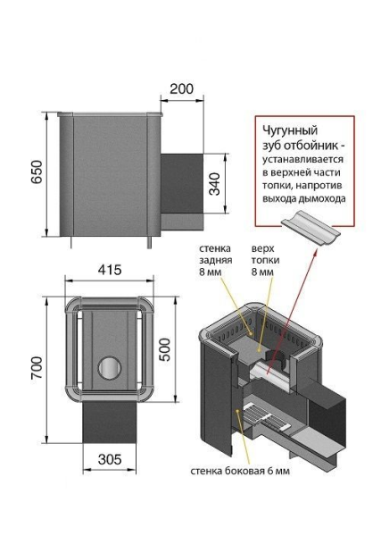 Фото Печь ВЕЗУВИЙ Русичъ Антрацит 16 Панорама "М" в магазине Woodson