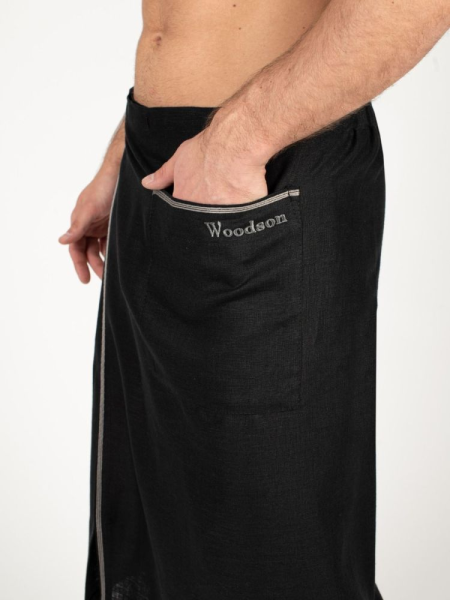 Килт мужской Woodson, чёрный лён с серой полосой (50-52)