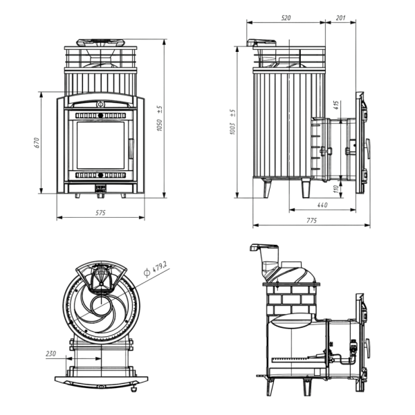 Фото Печь банная "Атмосфера L" Талькохлорит ламель+сетка с газовой горелкой в магазине Woodson