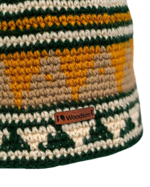 Шапка вязаная для бани Woodson Viking, орнамент, без косичек (жёлтый) Шапка вязаная для бани Woodson Viking, орнамент, без косичек (жёлтый)