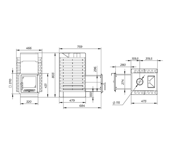 Фото Печь банная "РАДА ТЕРМА 2026" ЗК 8мм 20L, дверца со стеклом в магазине Woodson
