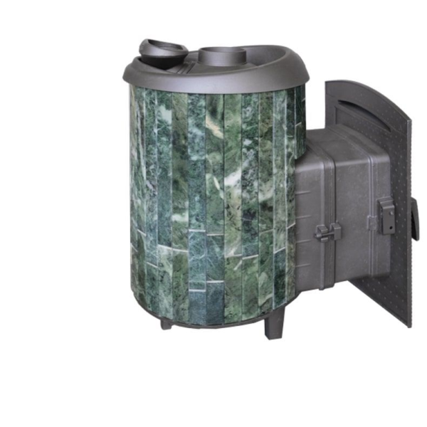 Фото Печь банная "Атмосфера L" в ламелях из натурального камня "Змеевик" наборный в магазине Woodson